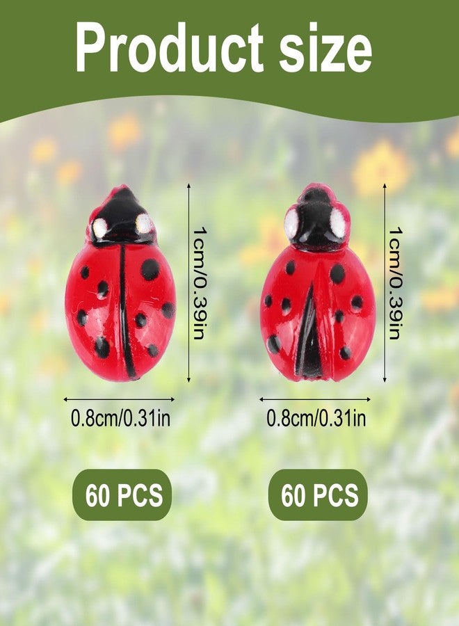 lasuroa 120pcs Mini Resin Ladybug, Cute Tiny Ladybugs with 2 Style Miniature Animals Figures Micro Landscape Dollhouse Decor for Birthday Christmas Party Favors - Image 2